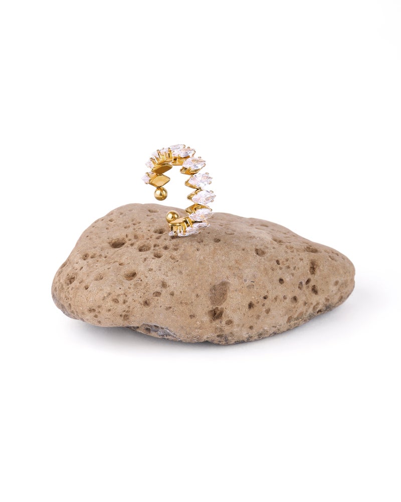 TAAHIRA Zircon Marquise Gold Plated Adjustable Ring - Image 2